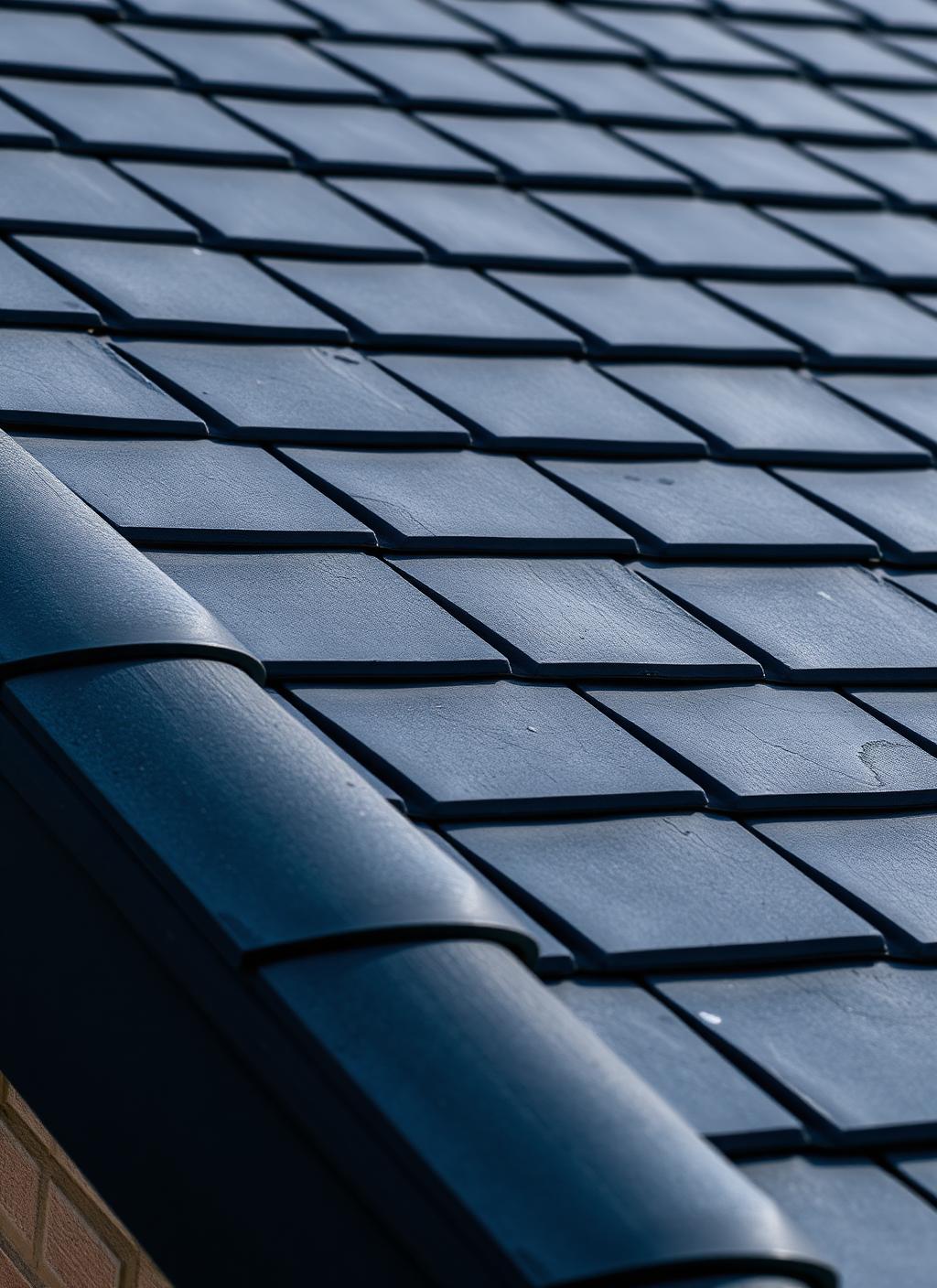 Modern slate roof close up